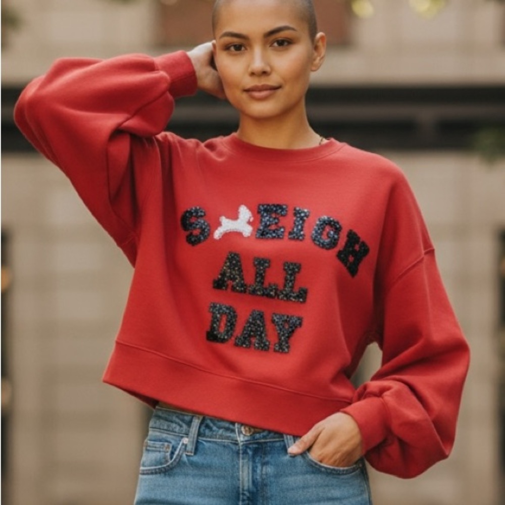 ⭐️ Judith March Sleigh All Day Christmas Holiday Red Sweatshirt MEDIUM